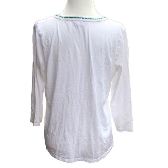 BODEN WHITE V-NECK TOP T-SHIRT TUNIC BLOUSE  EMBROIDERY BOHO US WOMEN’S SIZE 10 - Picture 4 of 6